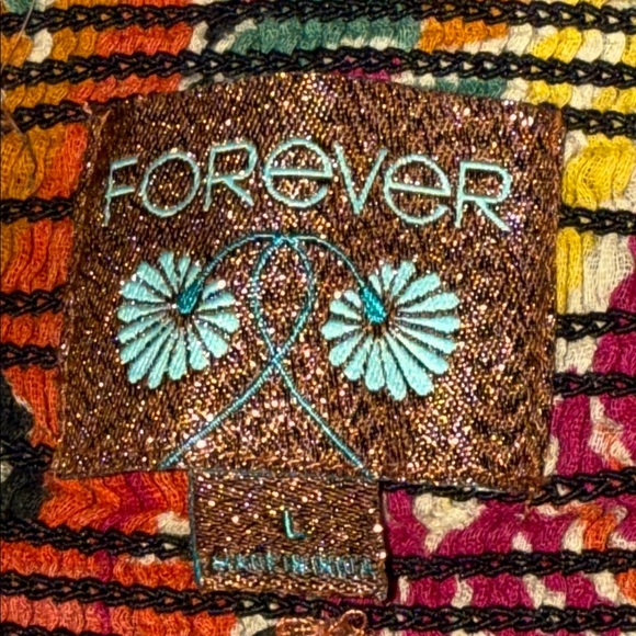 Forever 21 Vintage 100% Cotton Smocked Waist Off the Shoulder Top SZ Large - Picture 7 of 8